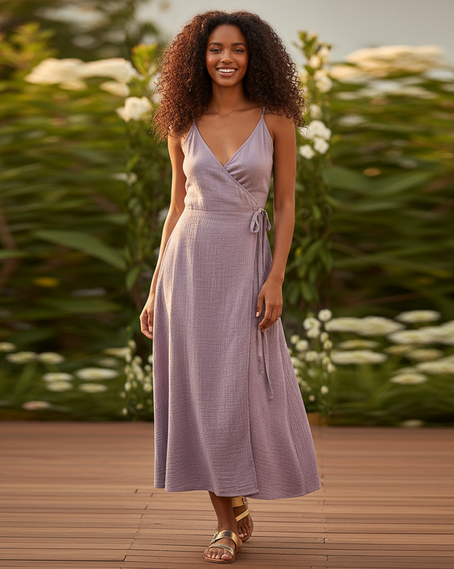 Langes Musselin Kleid Flieder - Bequem & Feminin - Ansicht 1