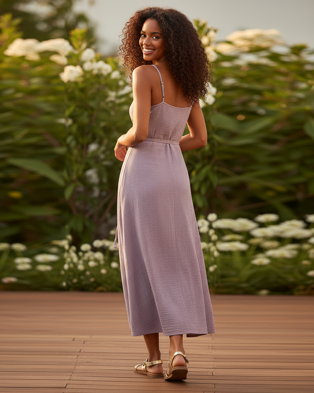 Langes Musselin Kleid Flieder - Bequem & Feminin - Ansicht 2