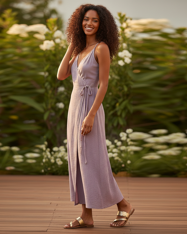 Langes Musselin Kleid Flieder - Bequem & Feminin - Ansicht 3