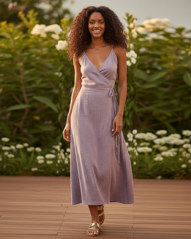 Langes Musselin Kleid Flieder - Bequem & Feminin - Ansicht 5