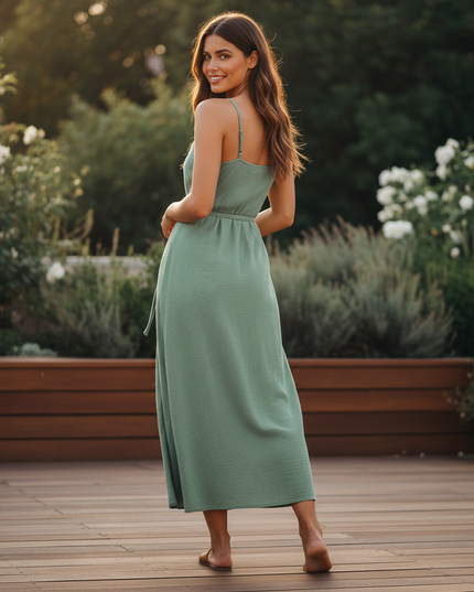 Langes Musselin Kleid Mint - Fliessend & Feminin - Ansicht 2