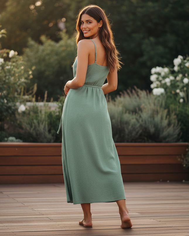 Langes Musselin Kleid Mint - Fliessend & Feminin - Ansicht 2