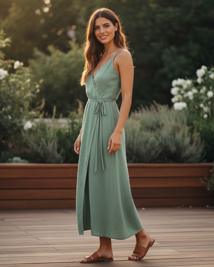 Langes Musselin Kleid Mint - Fliessend & Feminin - Ansicht 3