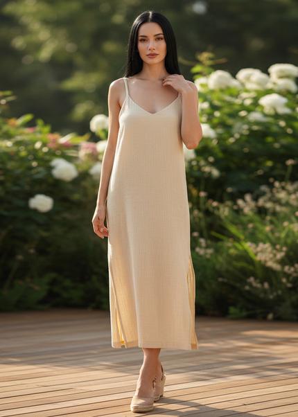 Maxi Musselin Kleid Damen - Sommerkleid Baumwolle - Ansicht 1
