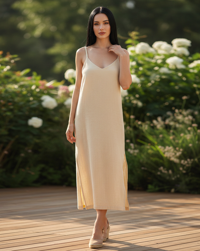 Maxi Musselin Kleid Damen - Sommerkleid Baumwolle - Ansicht 1