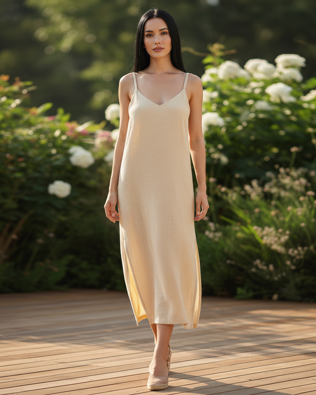 Maxi Musselin Kleid Damen - Sommerkleid Baumwolle - Ansicht 5