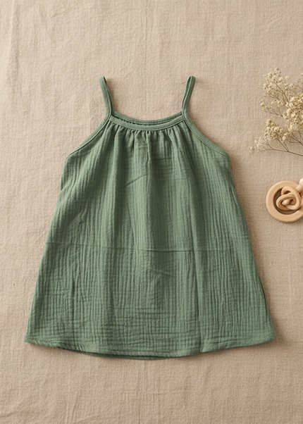 Musselin Kleid Baby - Grün Trägerkleid 80-130 cm - Ansicht 1