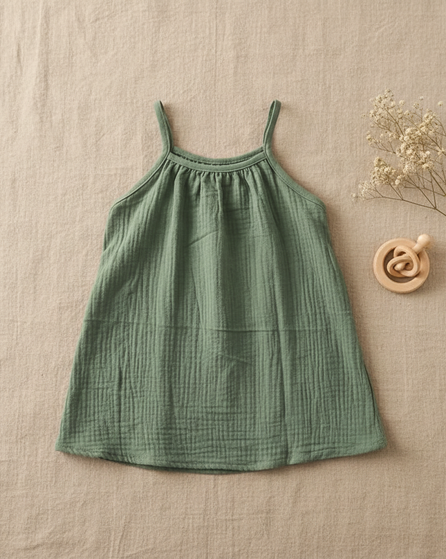 Musselin Kleid Baby - Grün Trägerkleid 80-130 cm - Ansicht 1