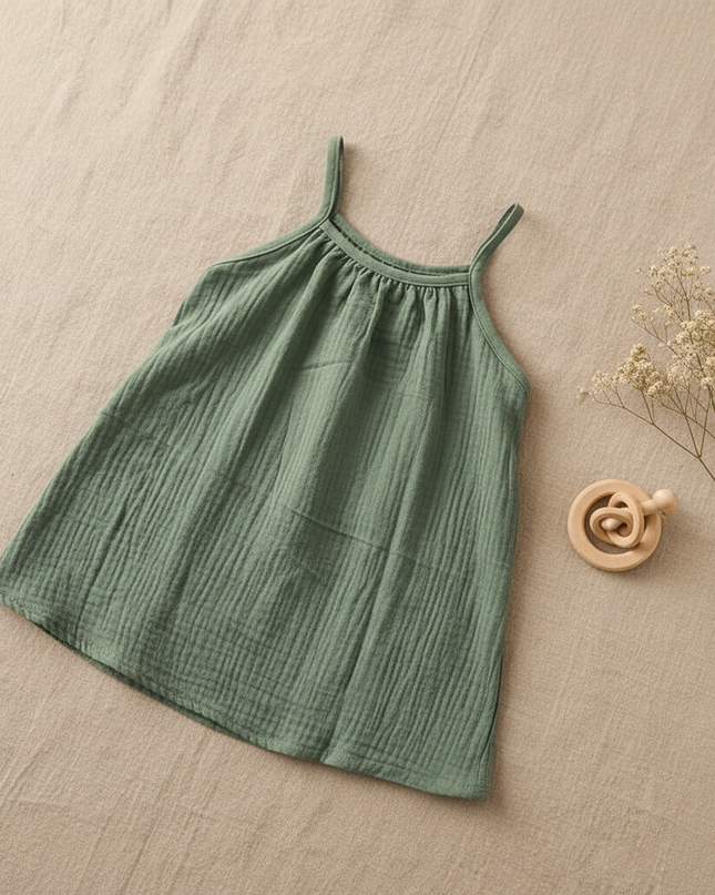 Musselin Kleid Baby - Grün Trägerkleid 80-130 cm - Ansicht 2