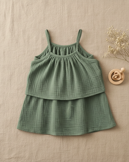 Musselin Kleid Baby - Grün Trägerkleid 80-130 cm - Ansicht 4