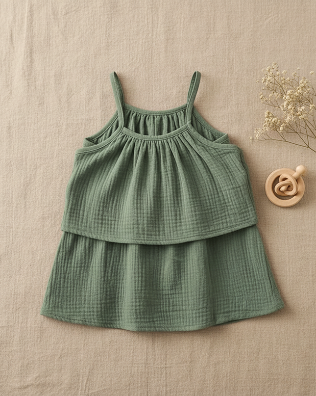 Musselin Kleid Baby - Grün Trägerkleid 80-130 cm - Ansicht 4