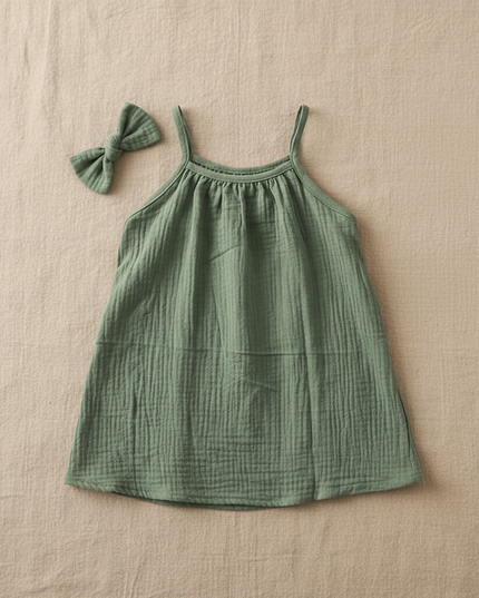 Musselin Kleid Baby - Grün Trägerkleid 80-130 cm - Ansicht 5
