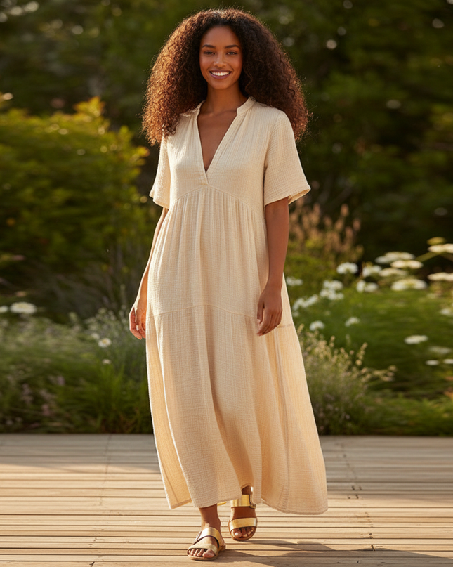 Musselin Kleid Creme Cake Kurz | Musselin Kleid - Ansicht 1