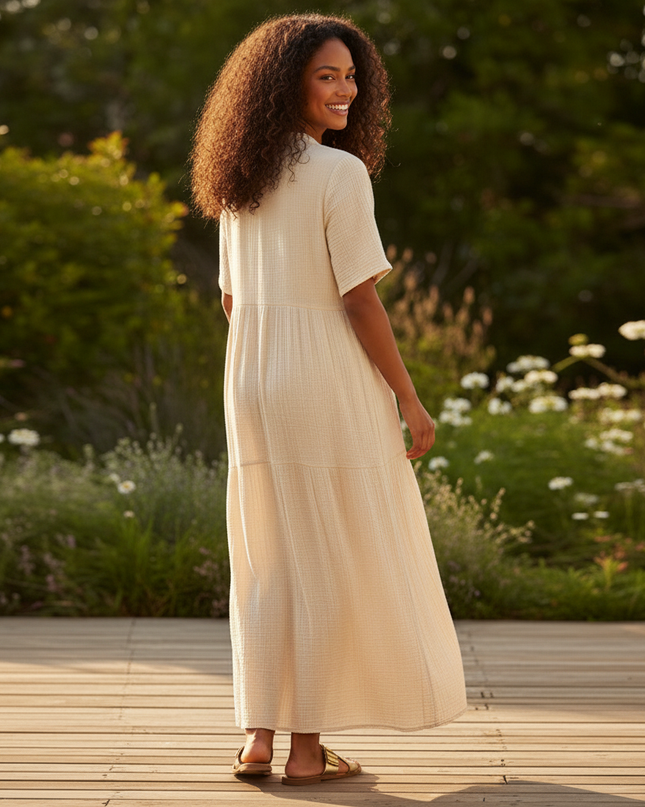 Musselin Kleid Creme Cake Kurz | Musselin Kleid - Ansicht 2