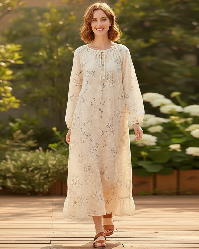 Musselin Kleid Damen Creme | Musselin Kleid - Ansicht 5