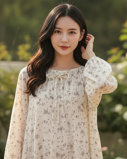 Musselin Kleid Damen Creme | Musselin Kleid - Ansicht 4