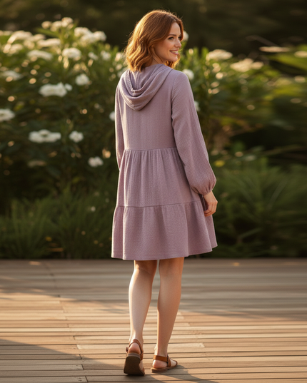 Musselin Kleid Damen Flieder | Musselin Kleid - Ansicht 2
