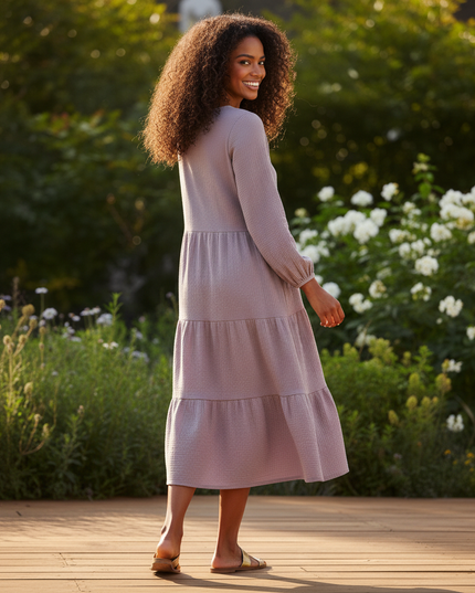 Musselin Kleid Damen Lila | Musselin Kleid - Ansicht 2