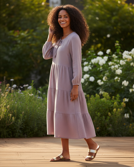 Musselin Kleid Damen Lila | Musselin Kleid - Ansicht 3