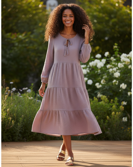 Musselin Kleid Damen Lila | Musselin Kleid - Ansicht 5