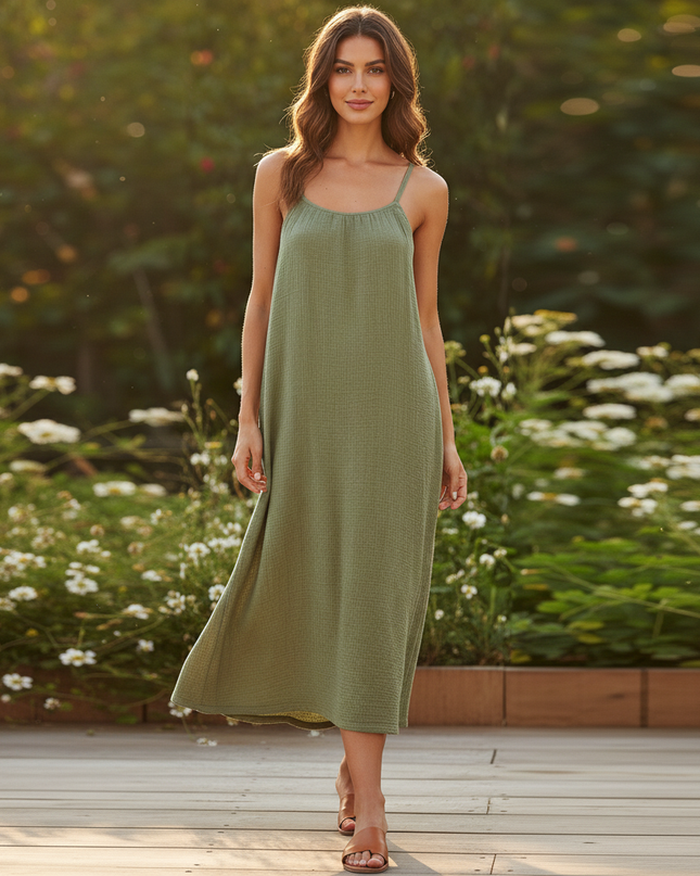 Musselin Kleid Gruen Traeger Mini | Musselin Kleid - Ansicht 5