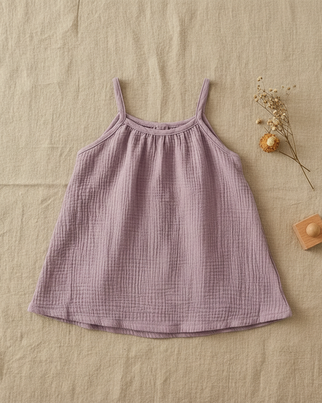 Musselin Kleid Kleinkind - Lila Traegerkleid 80-130 - Ansicht 2