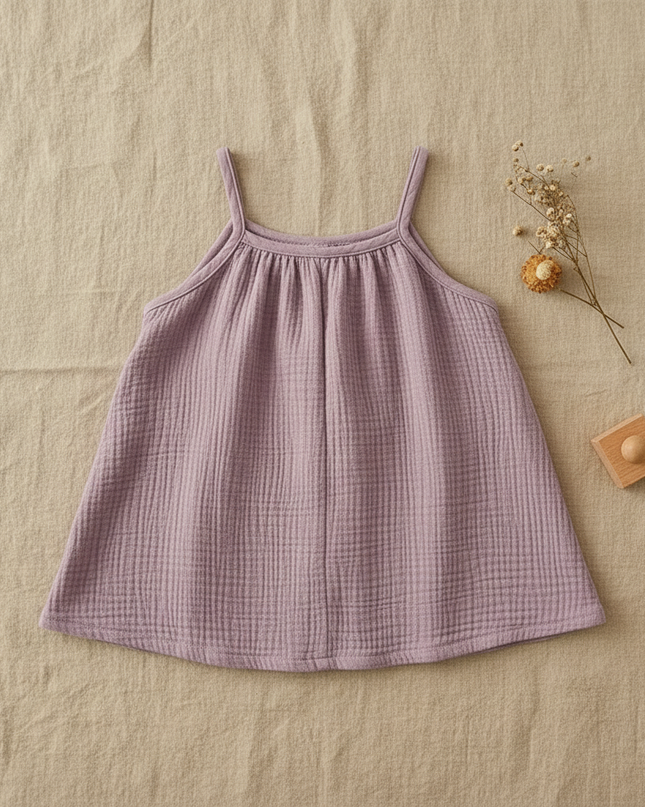 Musselin Kleid Kleinkind - Lila Traegerkleid 80-130 - Ansicht 4