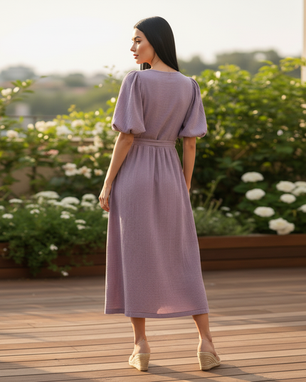 Musselin Kleid Knoepfe - Weiches Baumwollkleid - Ansicht 2