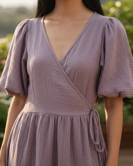 Musselin Kleid Knoepfe - Weiches Baumwollkleid - Ansicht 4
