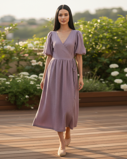 Musselin Kleid Knoepfe - Weiches Baumwollkleid - Ansicht 5