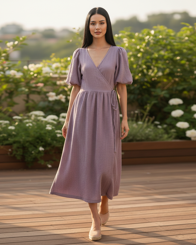 Musselin Kleid Knoepfe - Weiches Baumwollkleid - Ansicht 5