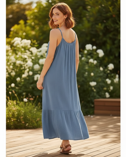 Musselin Kleid Kurz Baumwolle - Blau One Size - Ansicht 2