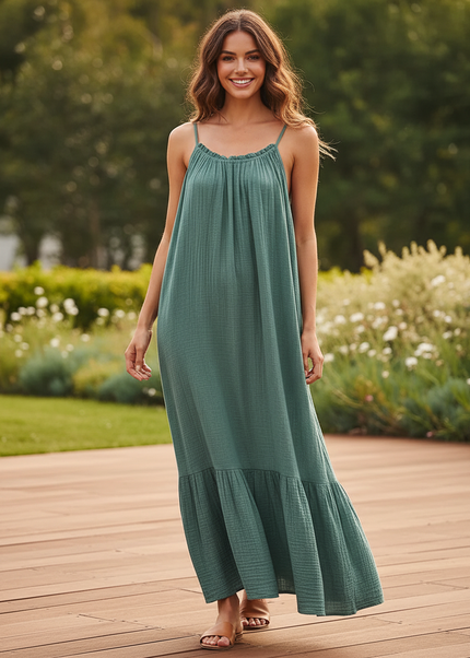 Musselin Kleid Kurz Mint - Trager One Size Strand - Ansicht 1