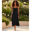 Musselin Kleid Kurz Schwarz - Klassisches Traegerkleid - Ansicht 1