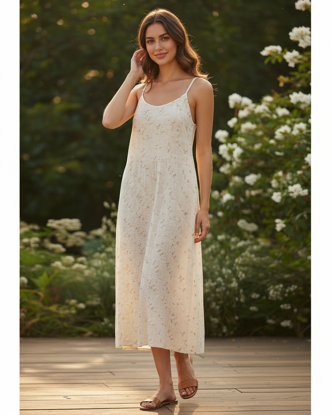 Musselin Kleid Kurz Vintage - Braun Bedruckt - Ansicht 3