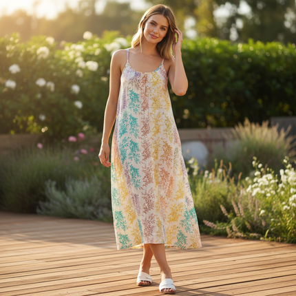 Musselin Kleid Lang Blumen - Weiches Baumwollkleid - Ansicht 1