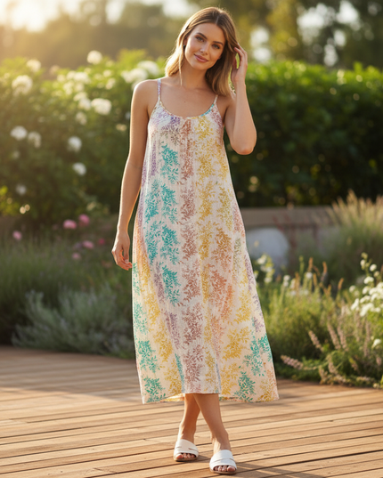 Musselin Kleid Lang Blumen - Weiches Baumwollkleid - Ansicht 1
