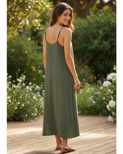 Musselin Kleid Lang Boho - Elegantes Sommerkleid - Ansicht 2