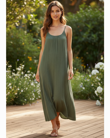 Musselin Kleid Lang Boho - Elegantes Sommerkleid - Ansicht 5