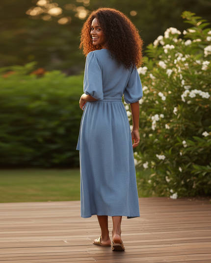 Musselin Kleid Lang Flieder - Weiches Baumwollkleid - Ansicht 2