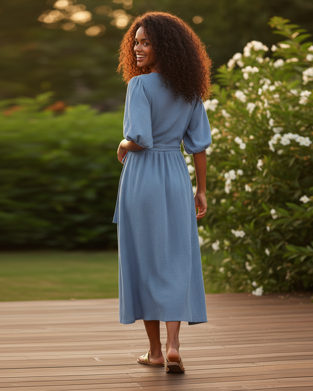 Musselin Kleid Lang Flieder - Weiches Baumwollkleid - Ansicht 2