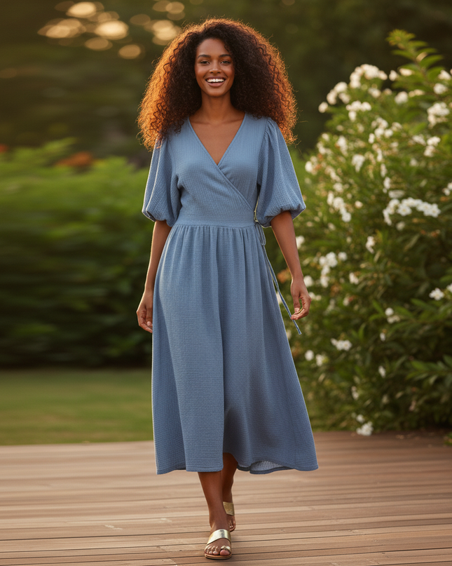 Musselin Kleid Lang Flieder - Weiches Baumwollkleid - Ansicht 5