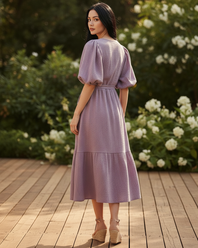 Musselin Kleid Lang Gestreift - Leicht & Luftig - Ansicht 2