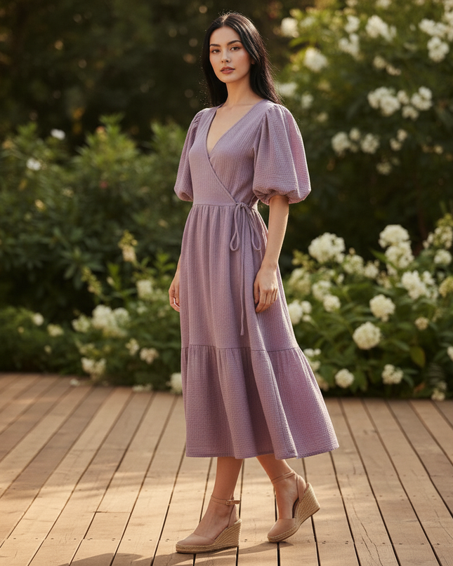 Musselin Kleid Lang Gestreift - Leicht & Luftig - Ansicht 3