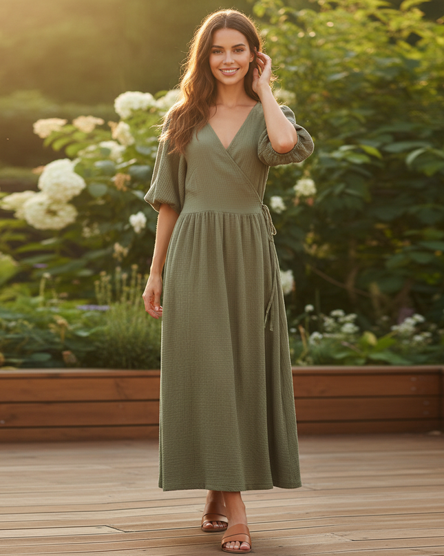 Musselin Kleid Lang Leo - Elegantes Sommerkleid - Ansicht 1