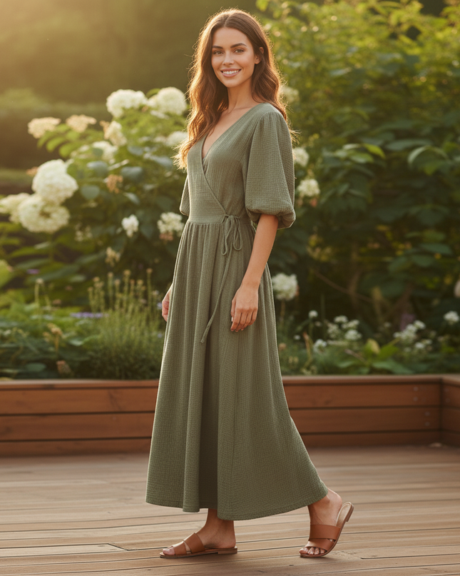 Musselin Kleid Lang Leo - Elegantes Sommerkleid - Ansicht 3