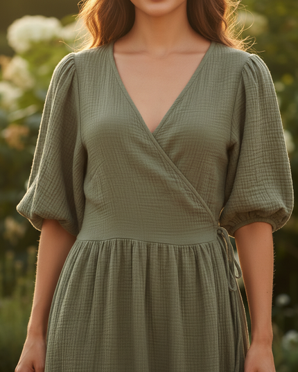Musselin Kleid Lang Leo - Elegantes Sommerkleid - Ansicht 4
