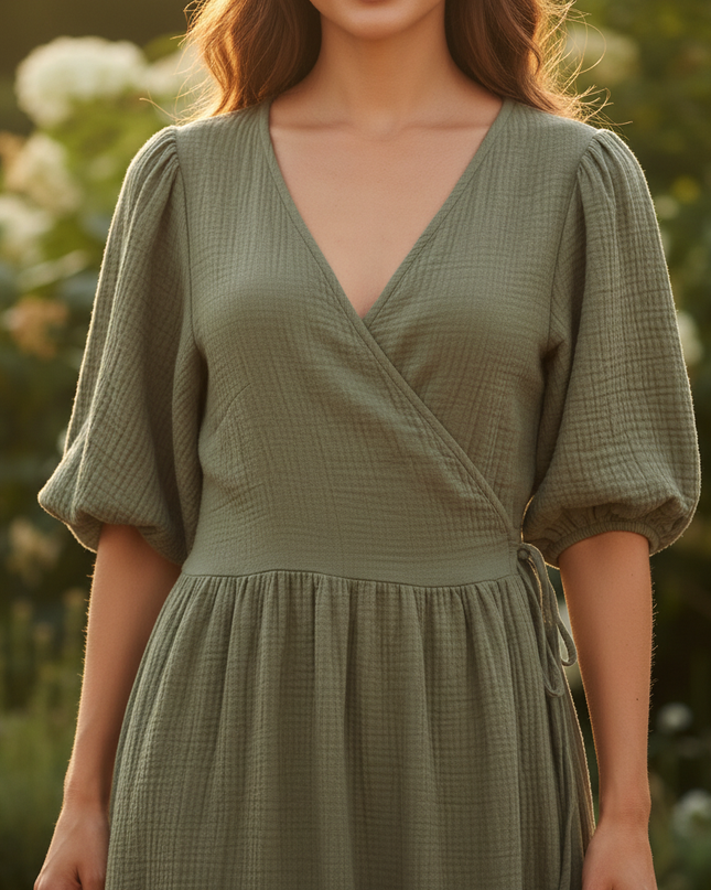 Musselin Kleid Lang Leo - Elegantes Sommerkleid - Ansicht 4