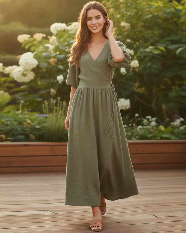 Musselin Kleid Lang Leo - Elegantes Sommerkleid - Ansicht 5