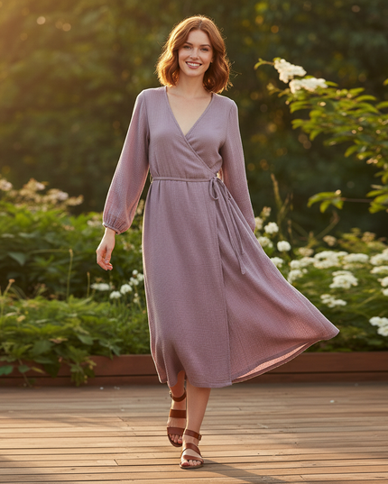 Musselin Kleid Lang Lila - Leicht & Luftig | Musselin Kleid - Ansicht 5